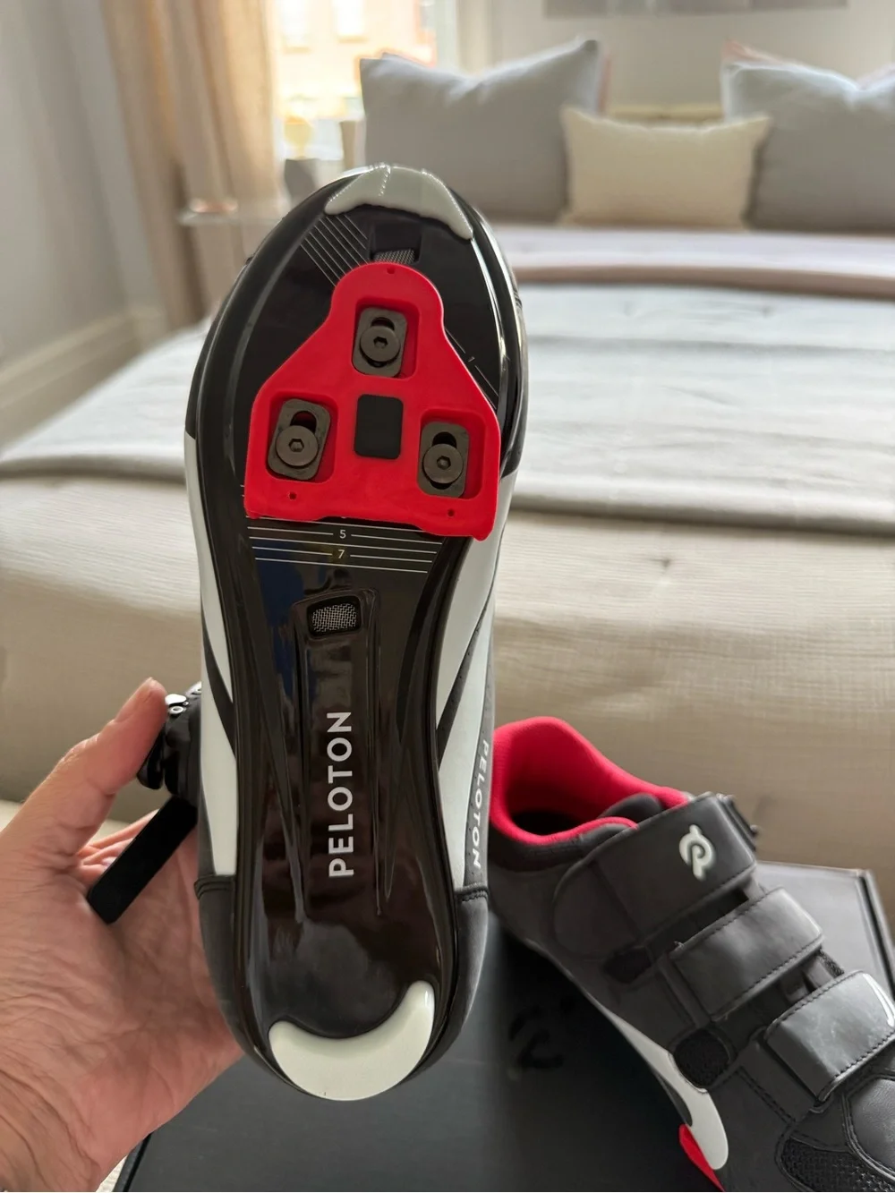 Peloton OriginalCycling Shoes - Black with White and Red Accents NWT